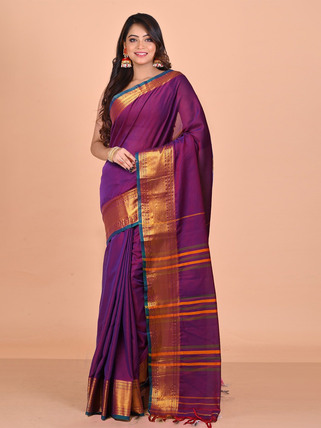 

Unnati Silks Woven Design Zari Handloom Narayan Peth Saree, Purple