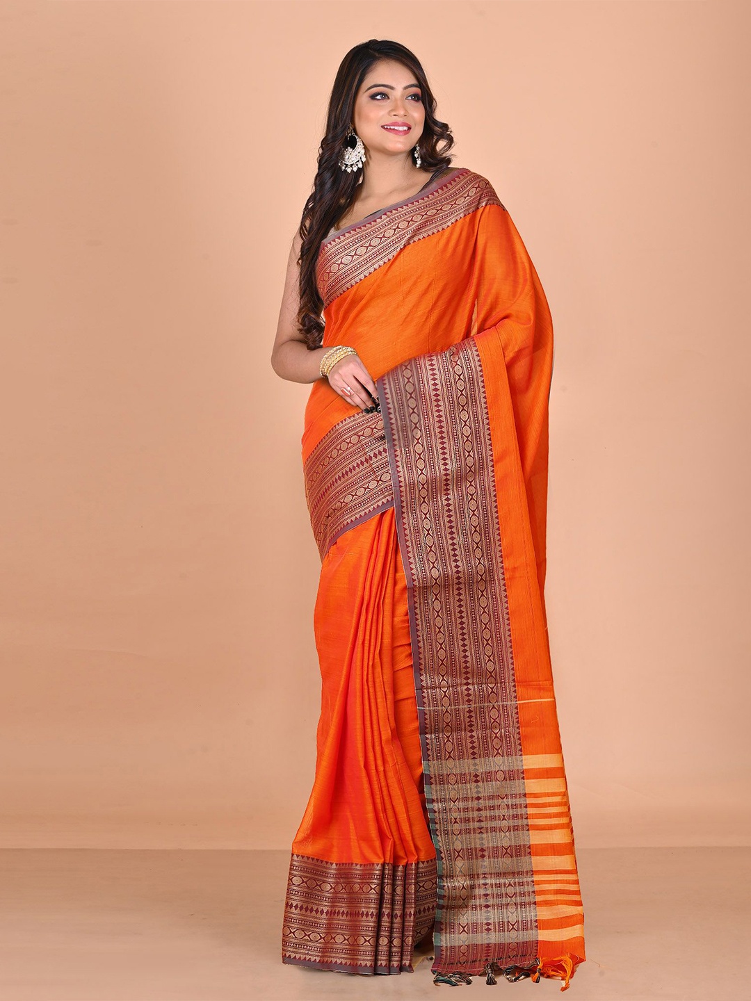 

Unnati Silks Woven Design Narayan Peth Saree, Orange