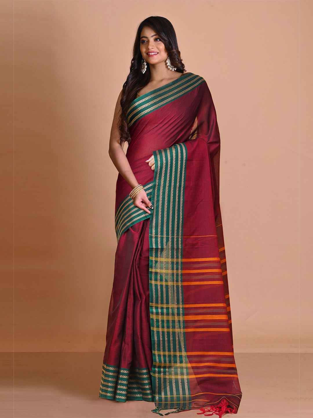 

Unnati Silks Woven Design Handloom Narayan Peth Saree, Pink