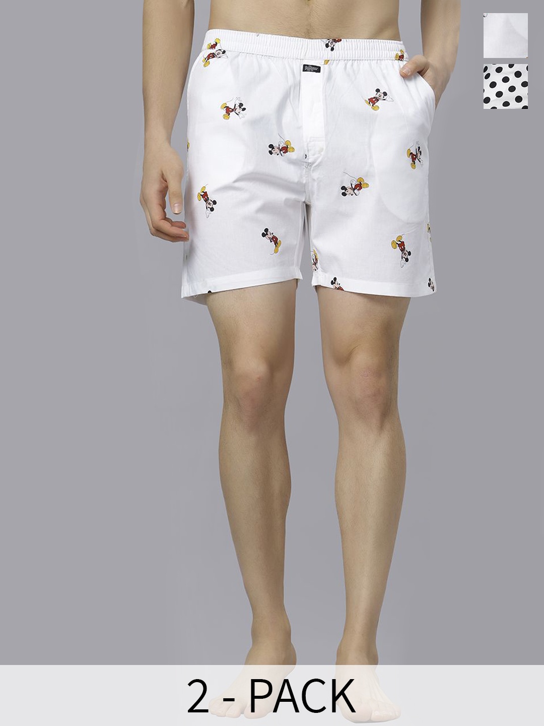 

The Roadster Lifestyle Co Pack Of 2 Printed Pure Cotton Boxers RD-H-144, White