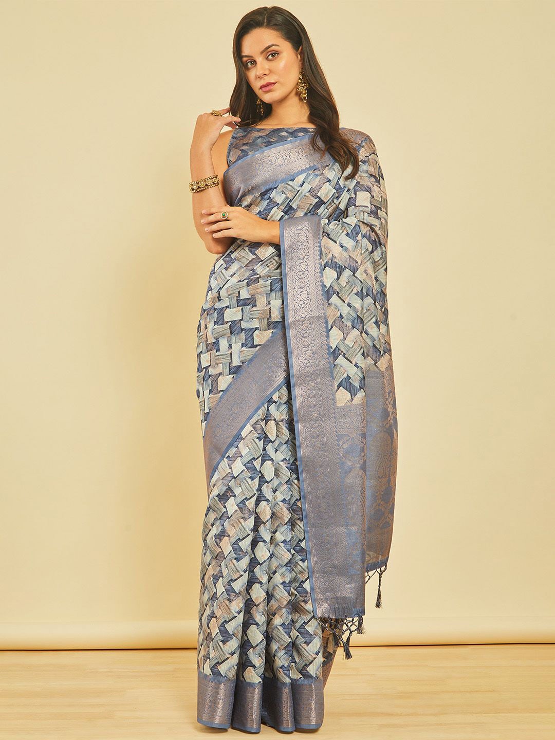 

Soch Zari Chanderi Saree, Blue