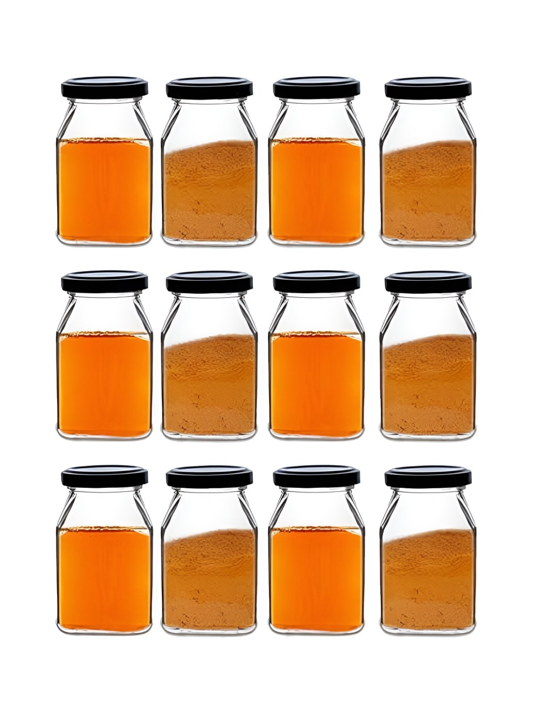 

tyche enterprises Transparent 12 Pieces Dishwasher Safe Glass Containers 250 ml Each
