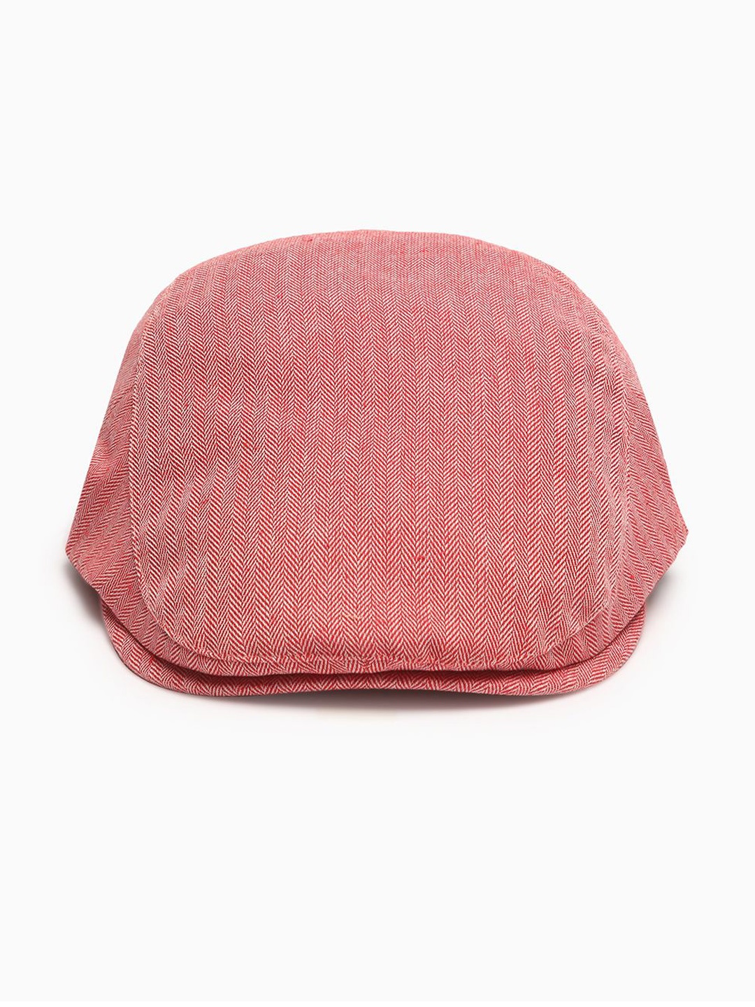 

THE BEAR HOUSE Men Herringbone Flat Cap with Snap Brim Closure, Pink
