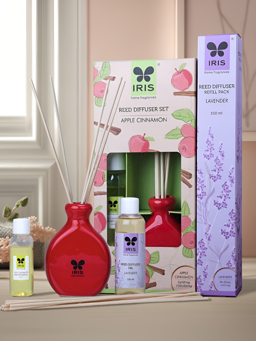 

Iris Red & Lavender-Colored Reed Aroma Oil Diffusers & Sticks