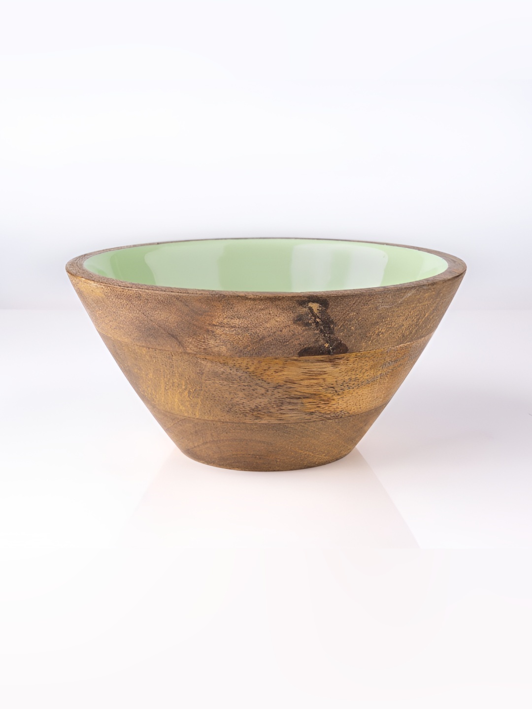 

The Pitara Project Green & Brown Wooden Textured Serving Bowl