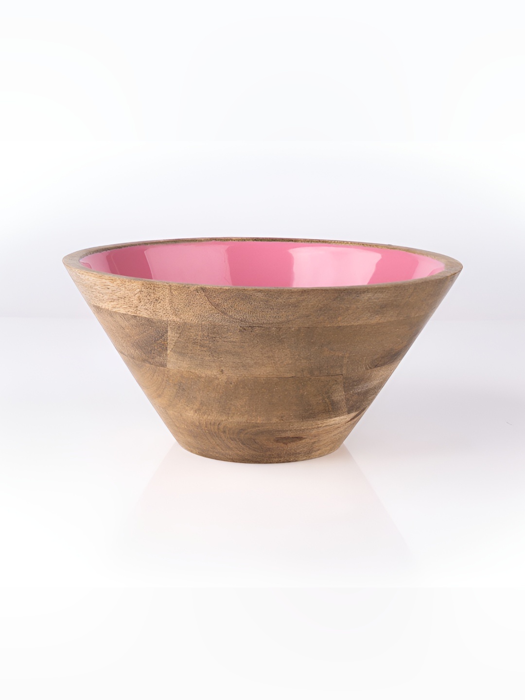 

The Pitara Project Pink & Brown Wooden Textured Serving Bowl