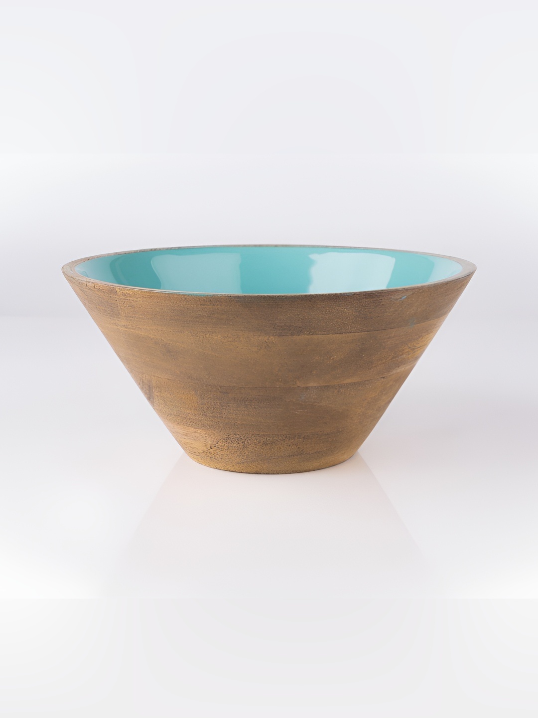 

The Pitara Project Blue and Brown Wooden Dinner Serving Bowls