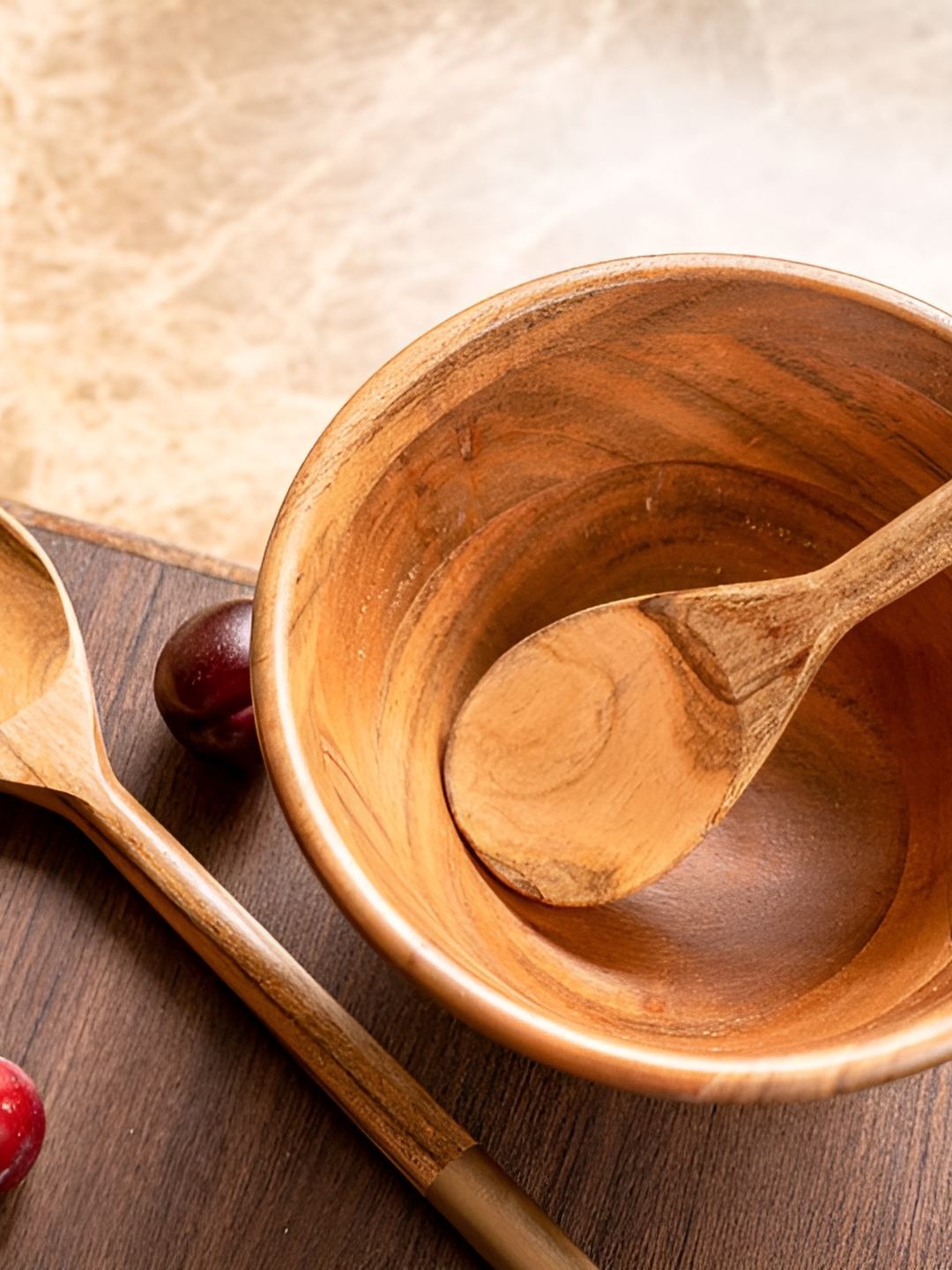 

The Pitara Project Brown 3 Pieces Wooden Server Set Bowl
