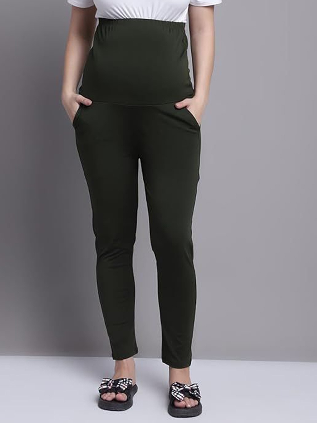 

Frempy Women High Rise Track Pants, Olive