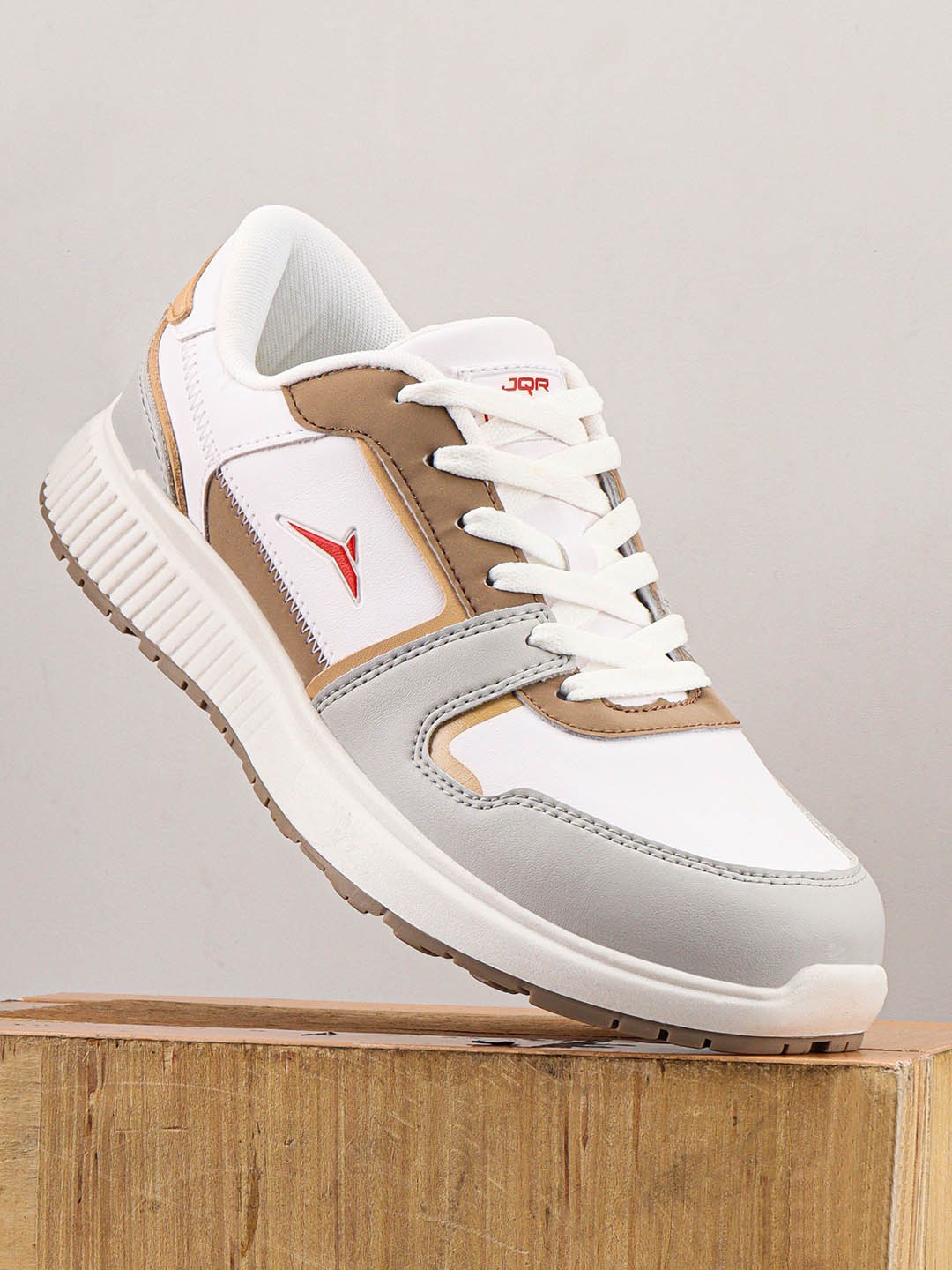 

JQR Men Round Toe Memory Foam Lightweight Sneakers, White