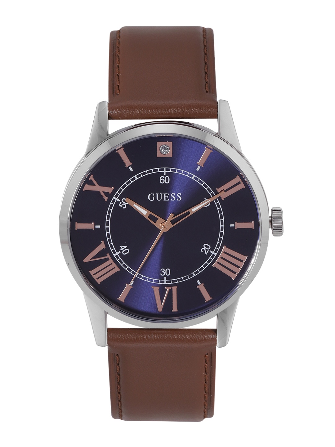 

GUESS Men Leather Straps Analogue Watch U1411G1M, Blue