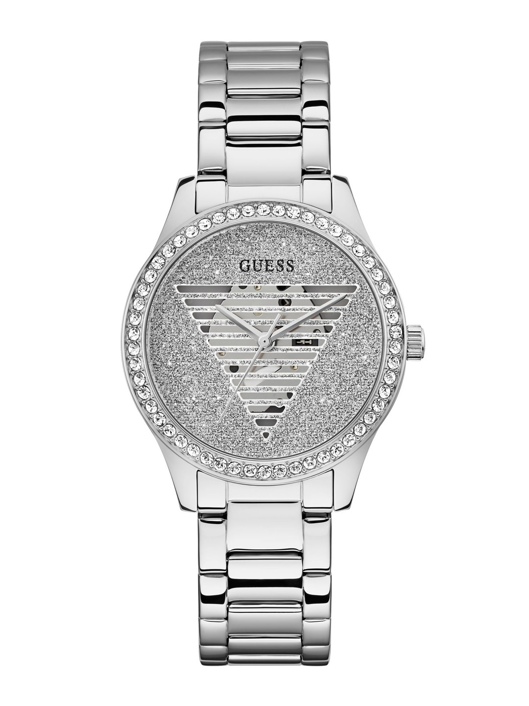 

GUESS Women Embellished Dial Bracelet Style Straps Analogue Watch GW0605L1, Silver