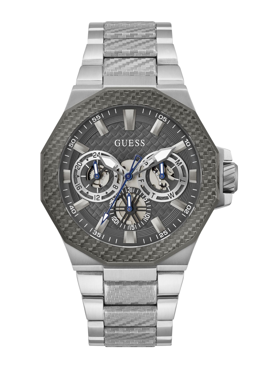 

GUESS Men Sport Indy Skeleton Dial Multi Function Analogue Watch GW0636G1, Grey