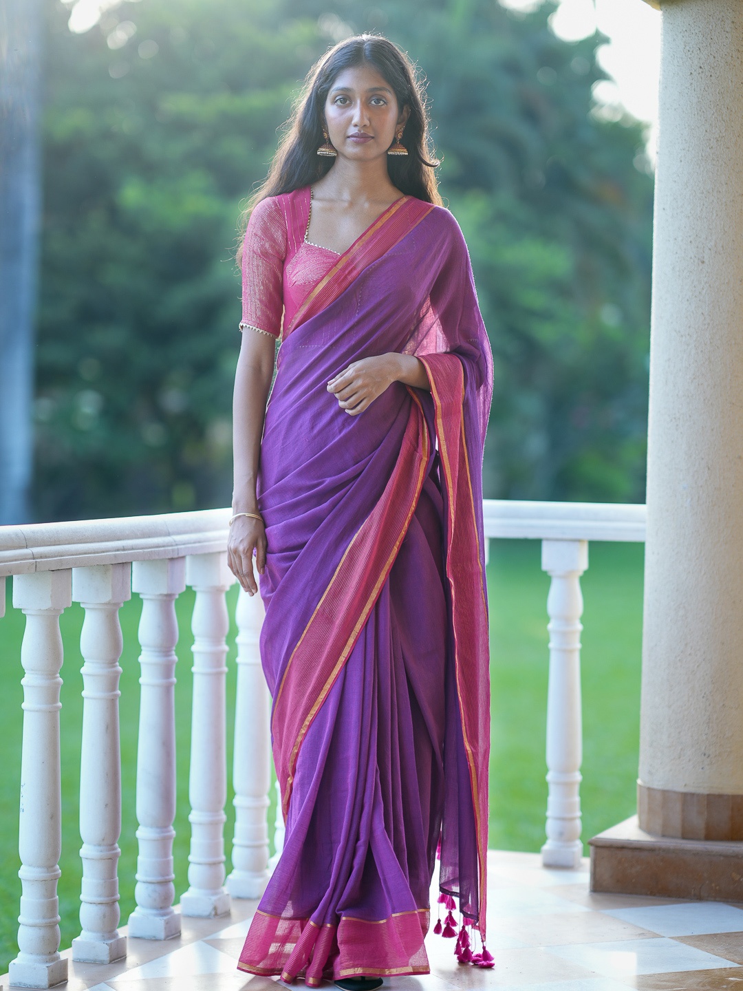 

Suta Zari Pure Cotton Saree, Purple