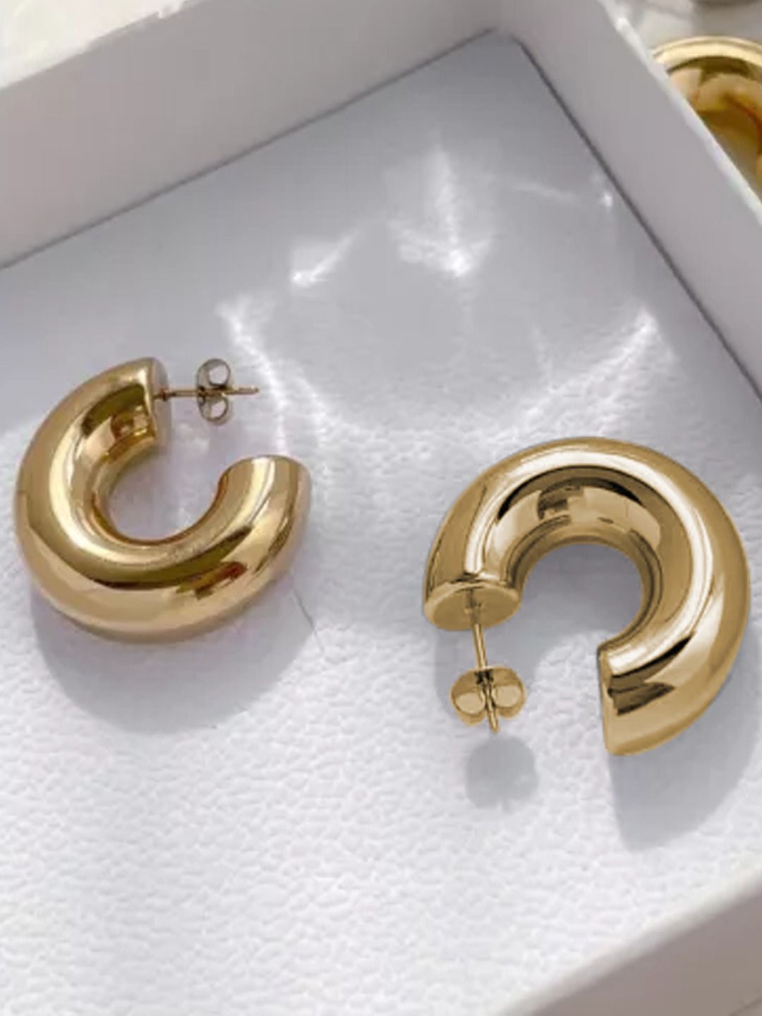 

Krelin Stainless Steel Half Hoop Earrings, Gold