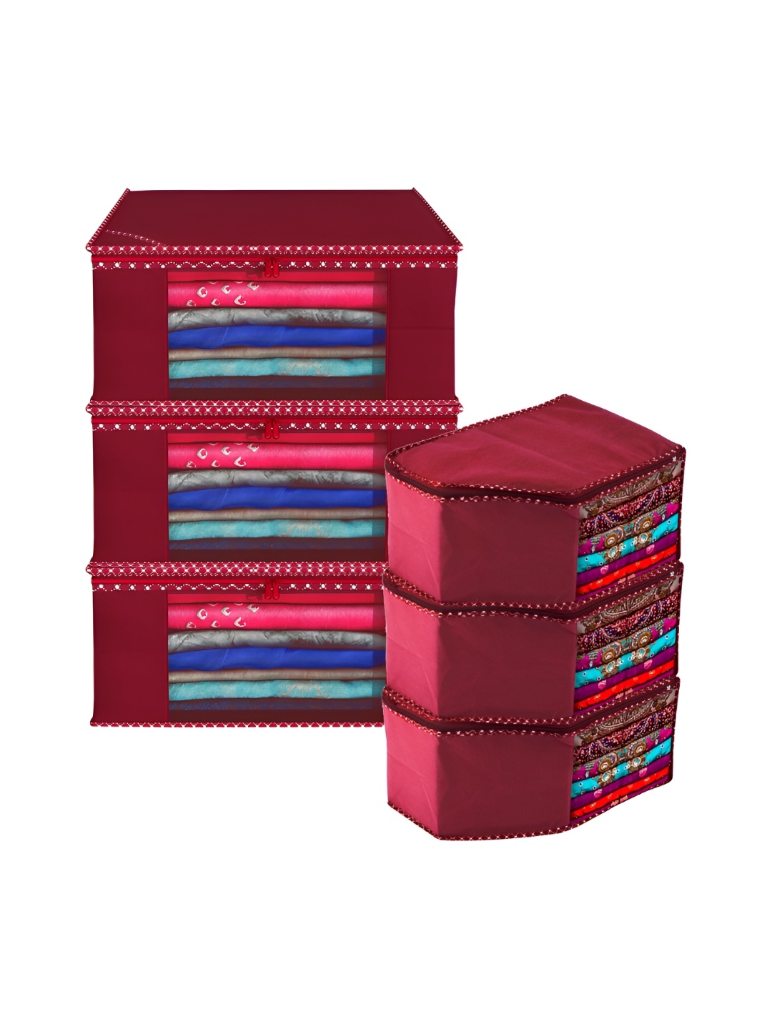 

Kuber Industries Maroon 6 Pieces Regular Drawer Organisers