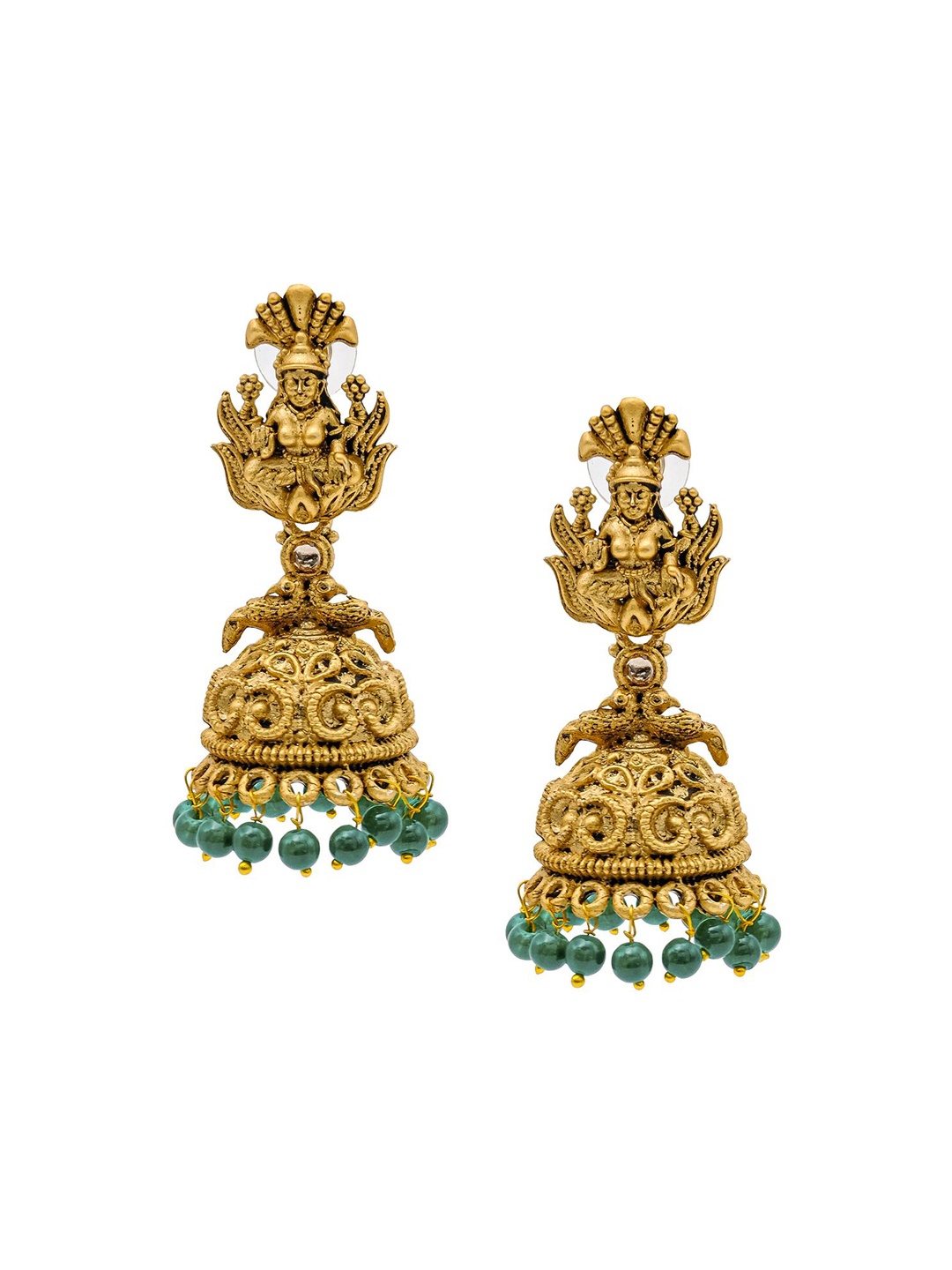 

Shining Jewel - By Shivansh Cubic Zirconia Gold Plated Temple Jhumkas