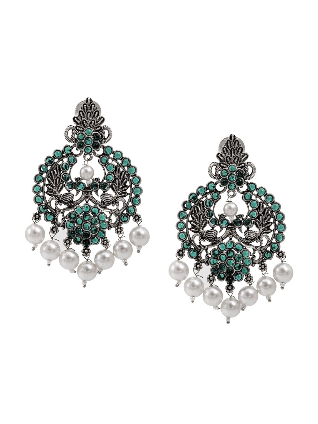 

Shining Jewel - By Shivansh Silver-Plated Cubic Zirconia Contemporary Chandbalis