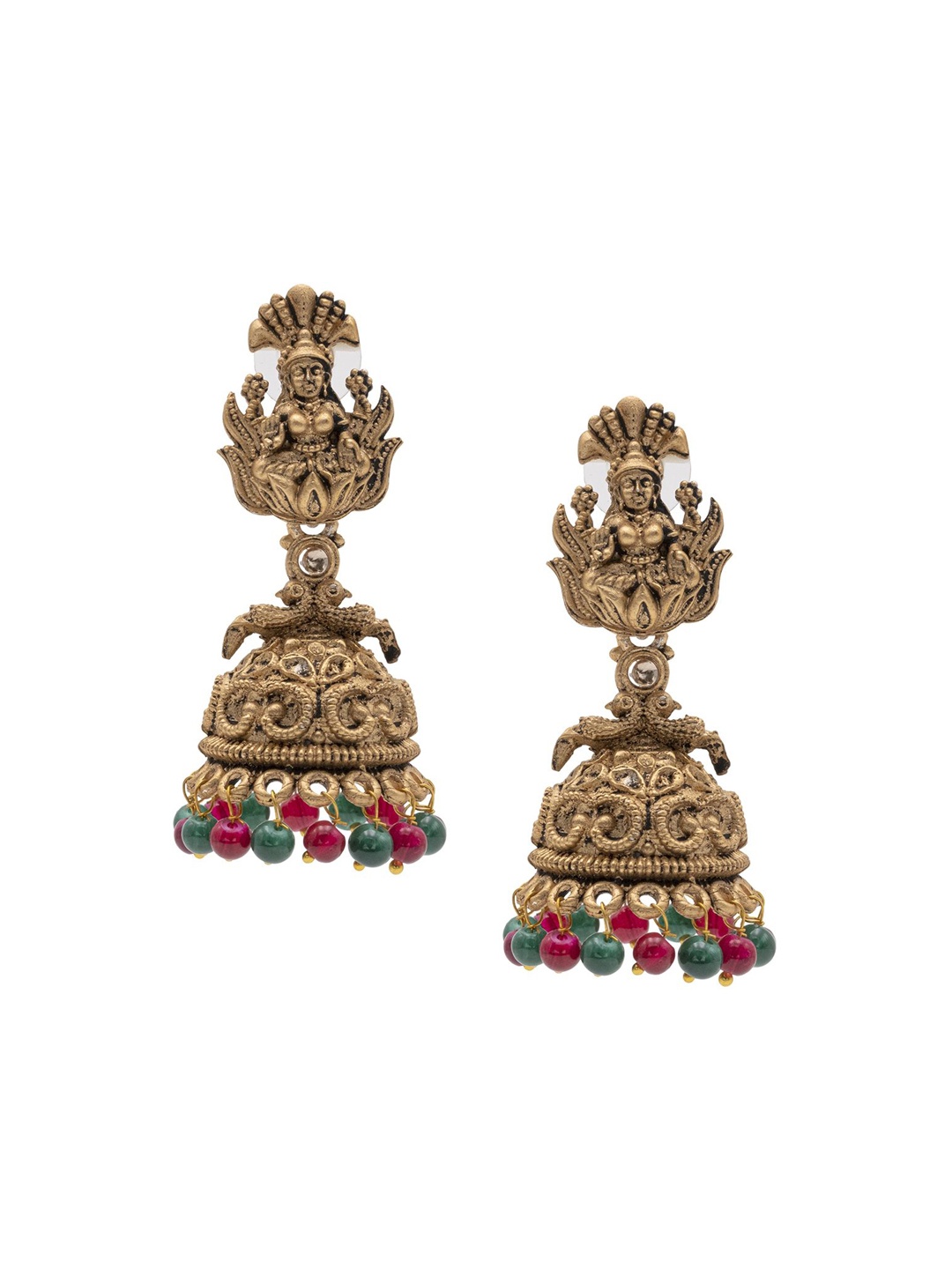 

Shining Jewel - By Shivansh Gold-Plated Contemporary Artificial Beads Jhumkas