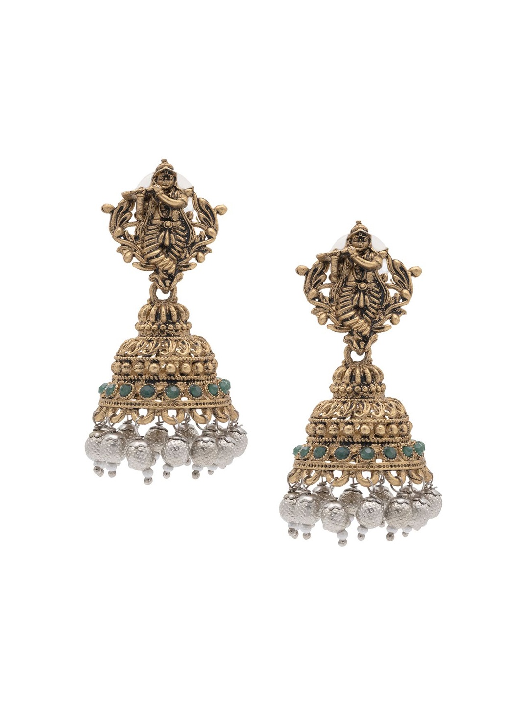

Shining Jewel - By Shivansh Gold-Plated Artificial Stones and BeadsContemporary Jhumkas, Green