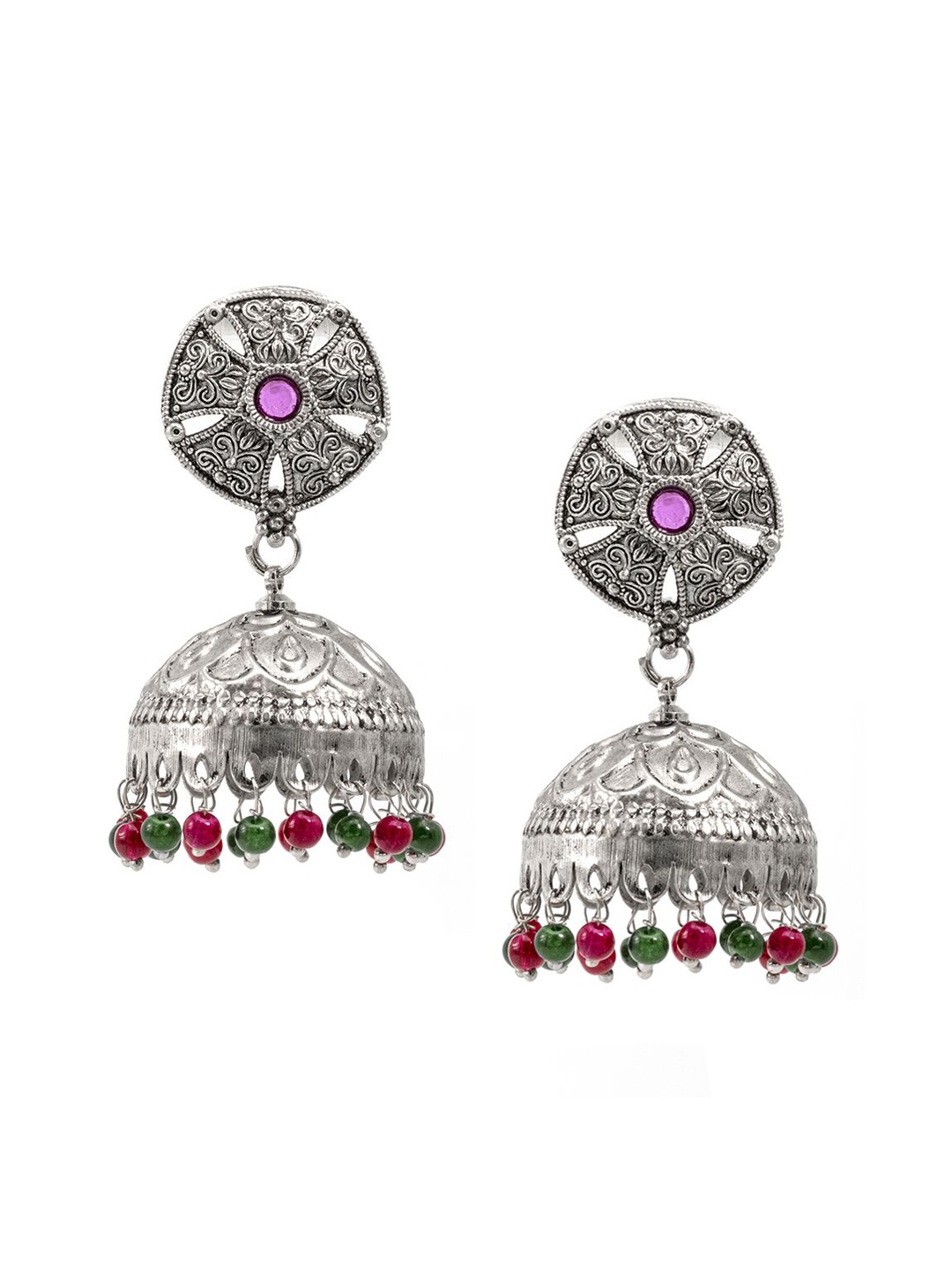 

Shining Jewel - By Shivansh Silver-Plated Artificial Stones and BeadsContemporary Jhumkas