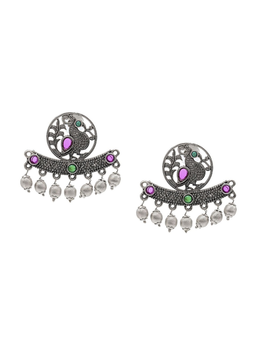 

Shining Jewel - By Shivansh Silver Plated Cubic Zirconia Contemporary Drop Earrings
