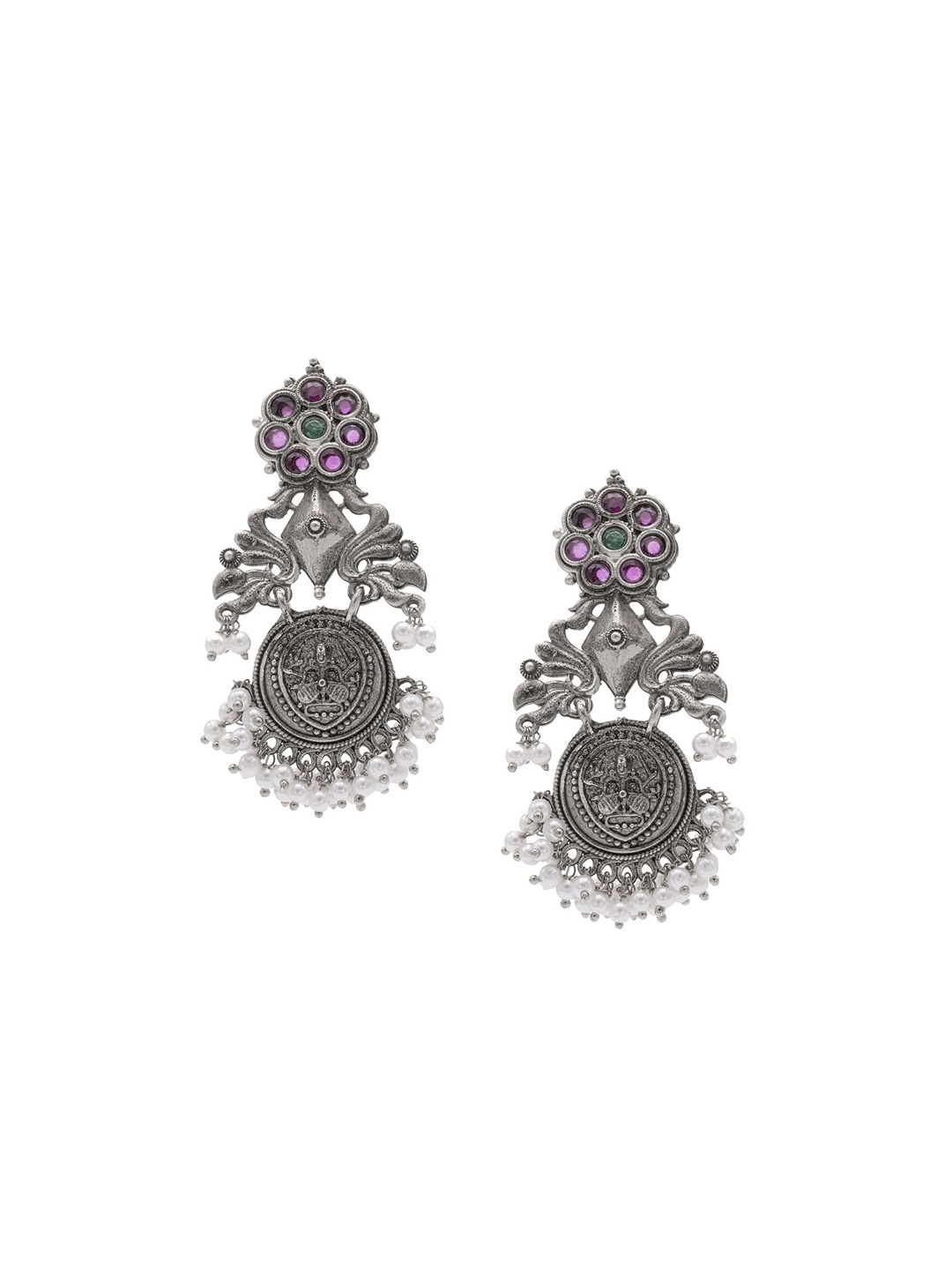 

Shining Jewel - By Shivansh Silver Plated Cubic Zirconia Contemporary Drop Earrings