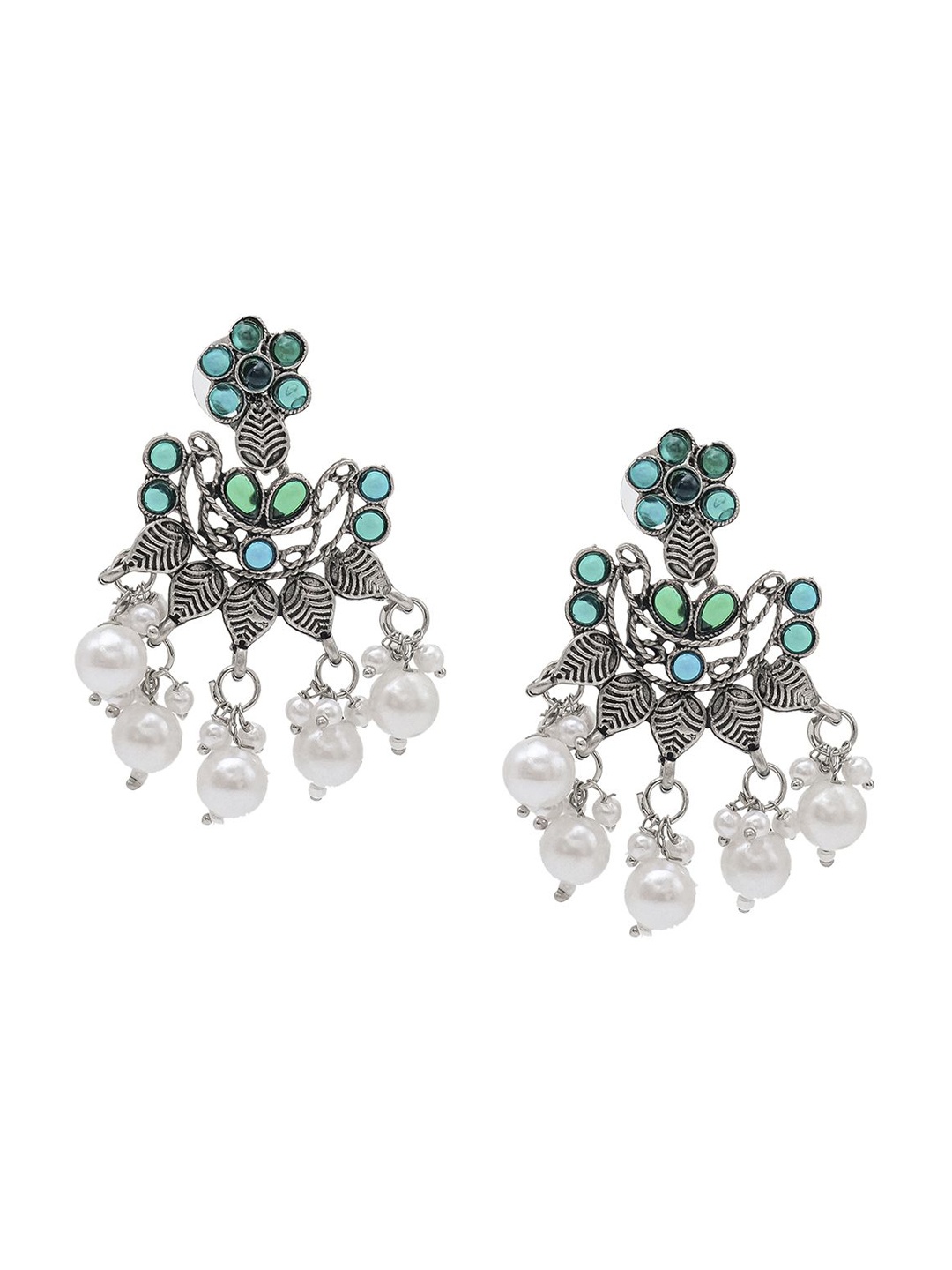 

Shining Jewel - By Shivansh Silver Plated Cubic Zirconia Contemporary Drop Earrings