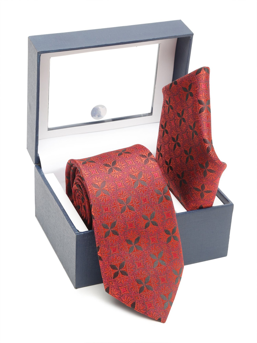 

Cantabil Men Printed Broad Tie With Pocket Square, Maroon