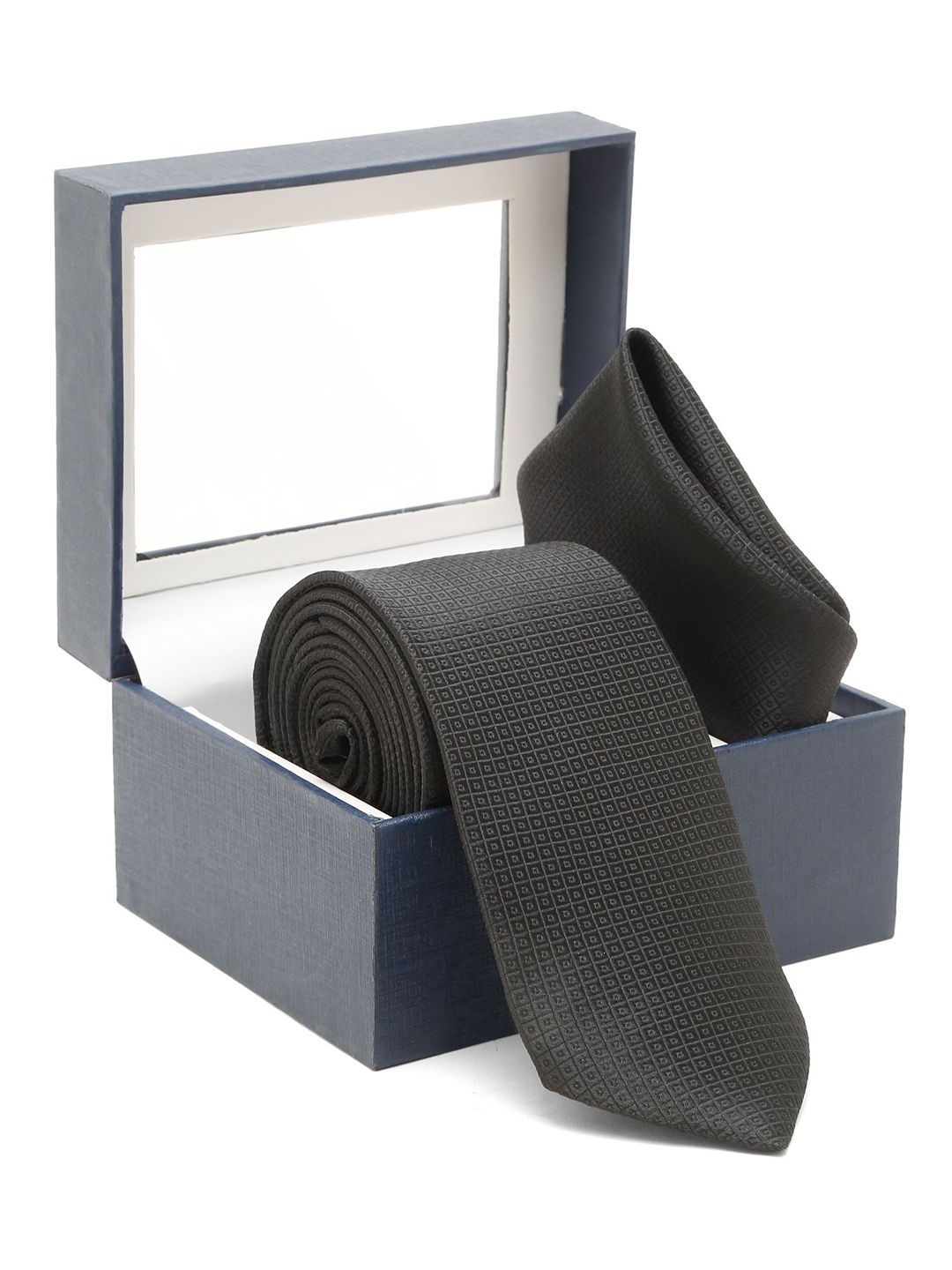

Cantabil Self Designed Broad Tie With Pocket Square, Black