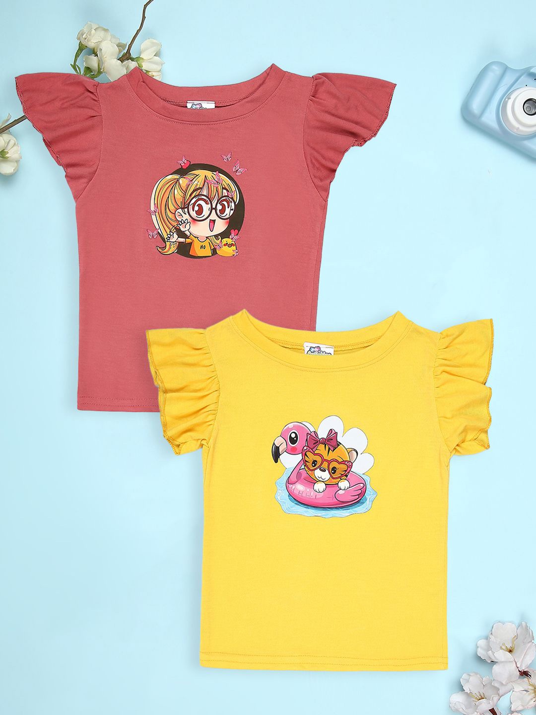 

Cutiekins Girls Pack Of 2 Graphic Printed Round Neck T-shirt, Brown