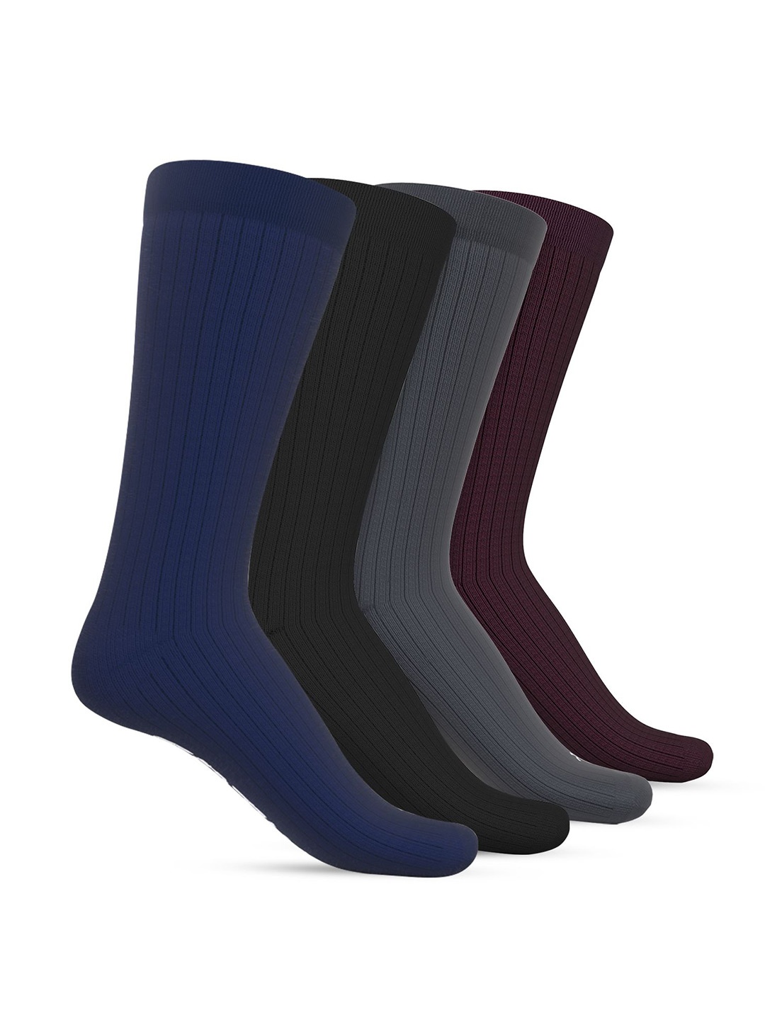 

TalkingSox Pack Of 4 Striped Calf Length Crew Socks, Navy blue