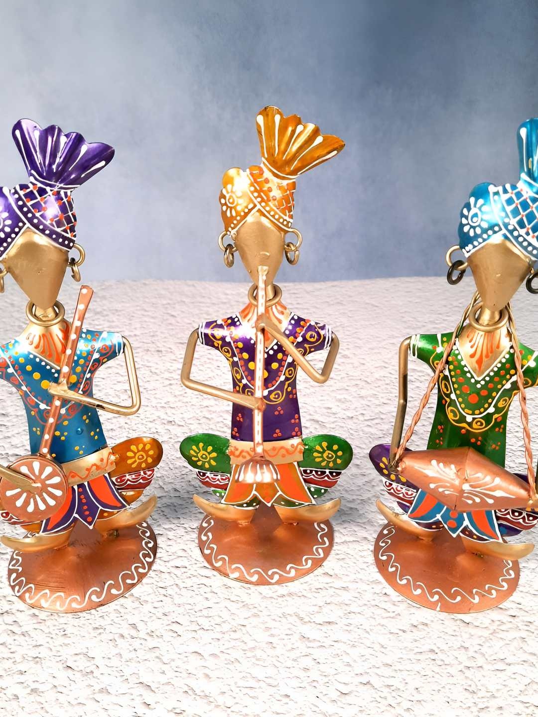 

apka mart Green & Purple 3 Pieces Figurine Showpieces