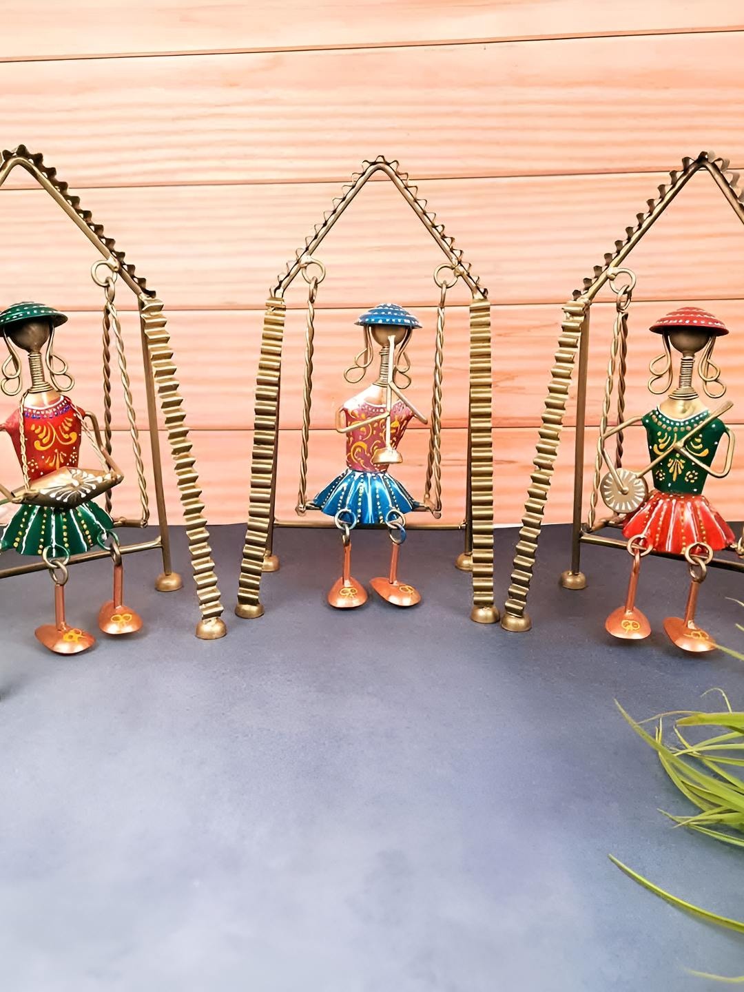 

apka mart Blue & Green 3 Pieces Figurine Showpieces
