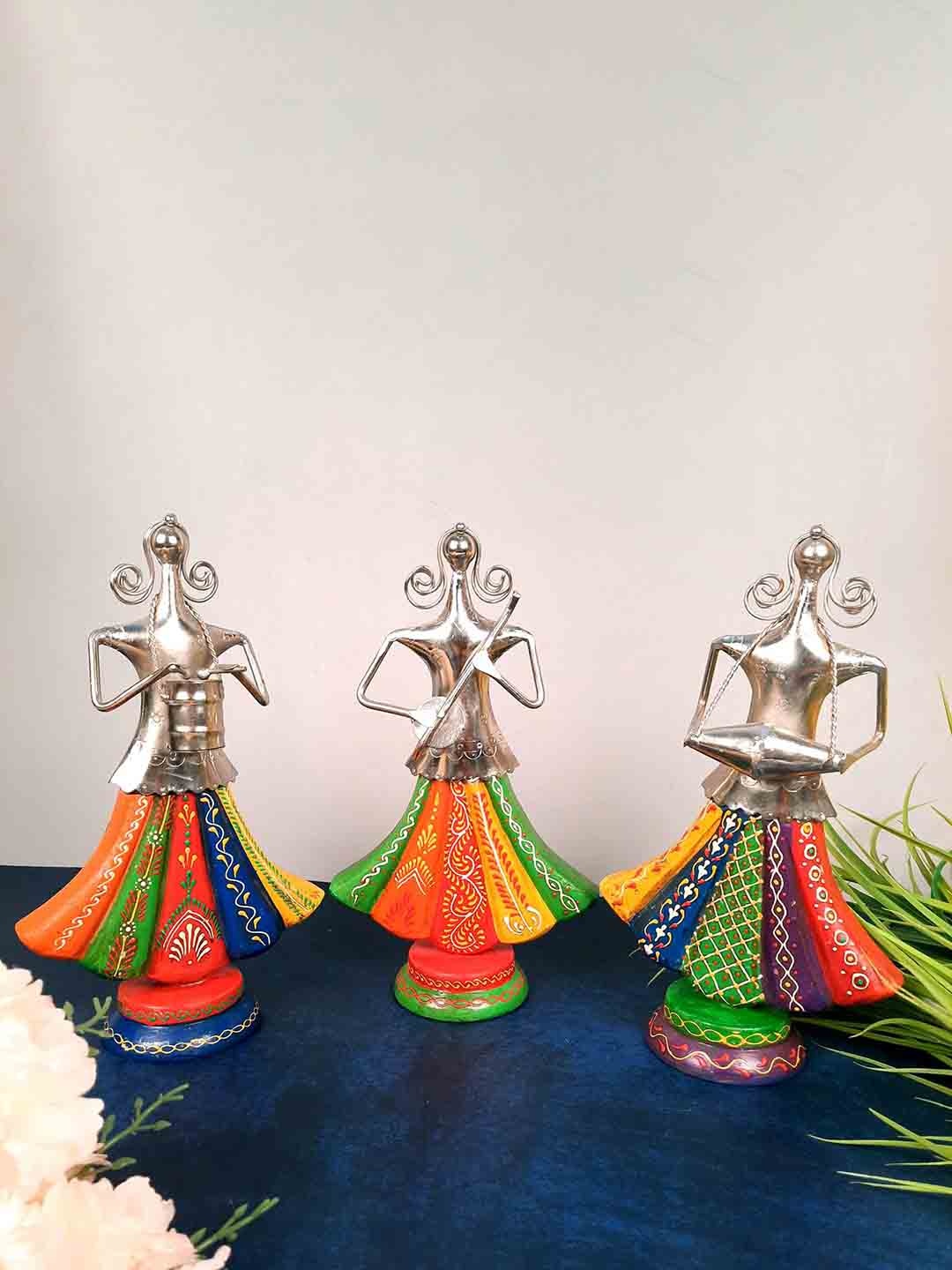 

apka mart Silver Toned & Green 3 Pieces Figurine Showpieces