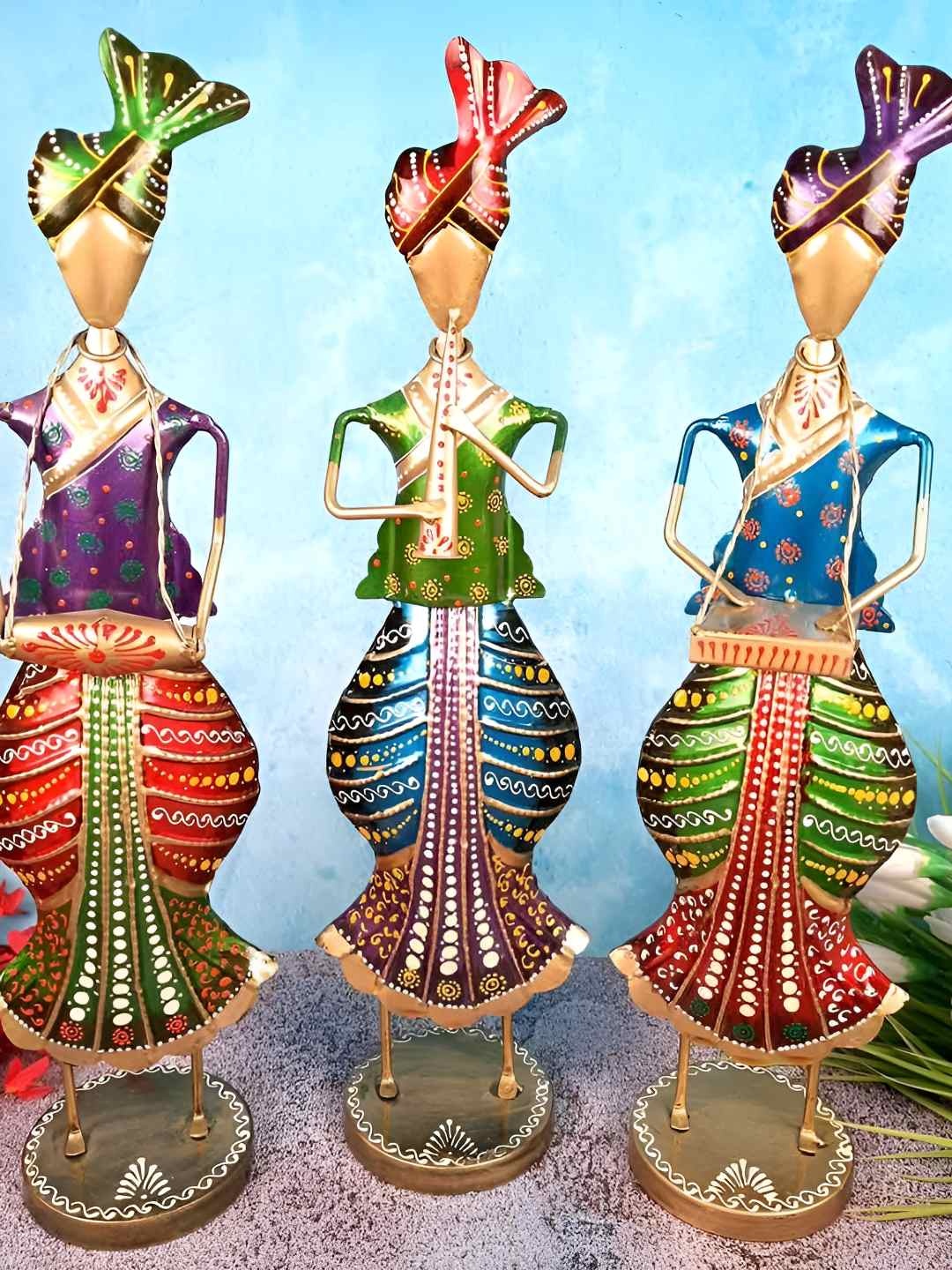 

apka mart Green & Purple 3 Pieces Figurine Showpieces