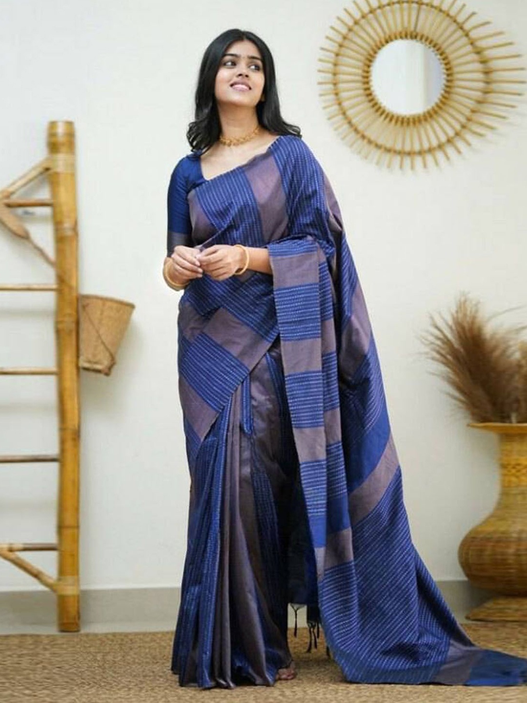 

ODETTE Woven Design Banarasi Saree, Blue