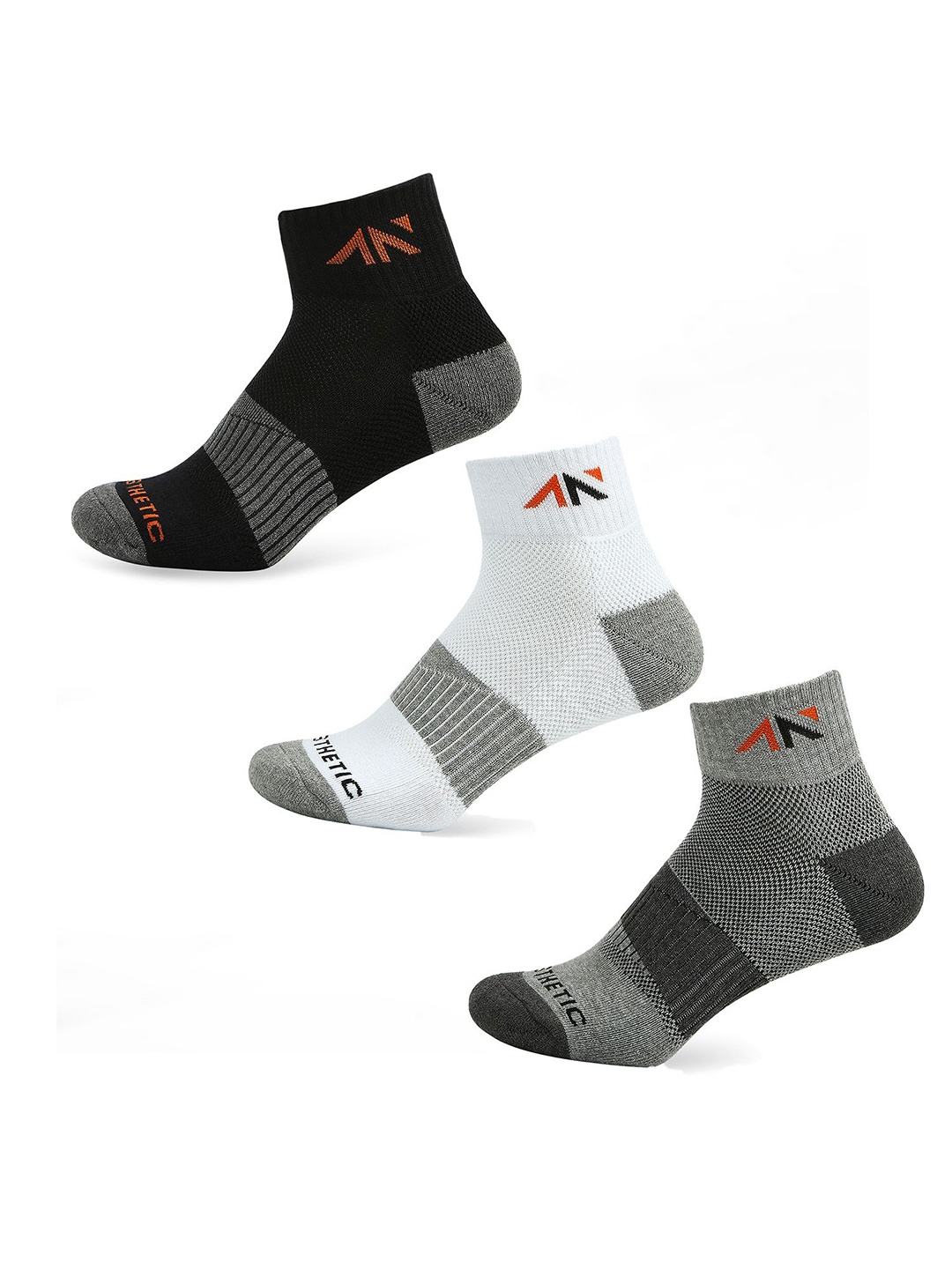 

AESTHETIC NATION Set Of 3 Ankle-Length Socks, Black