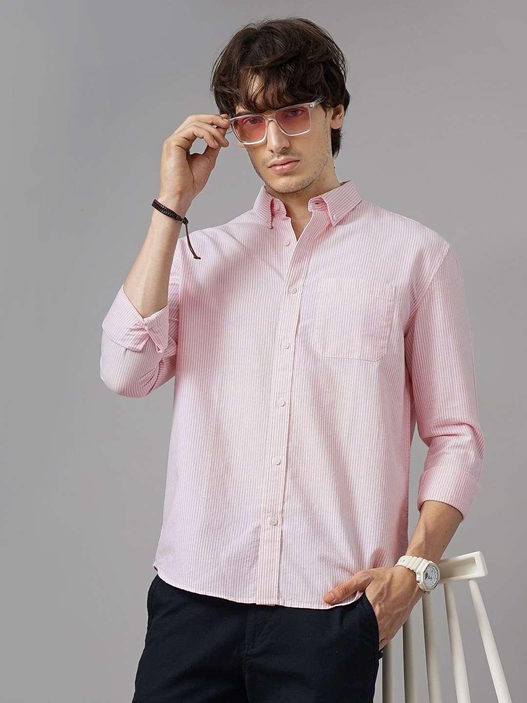 

British Club Men Standard Opaque Casual Shirt, Pink