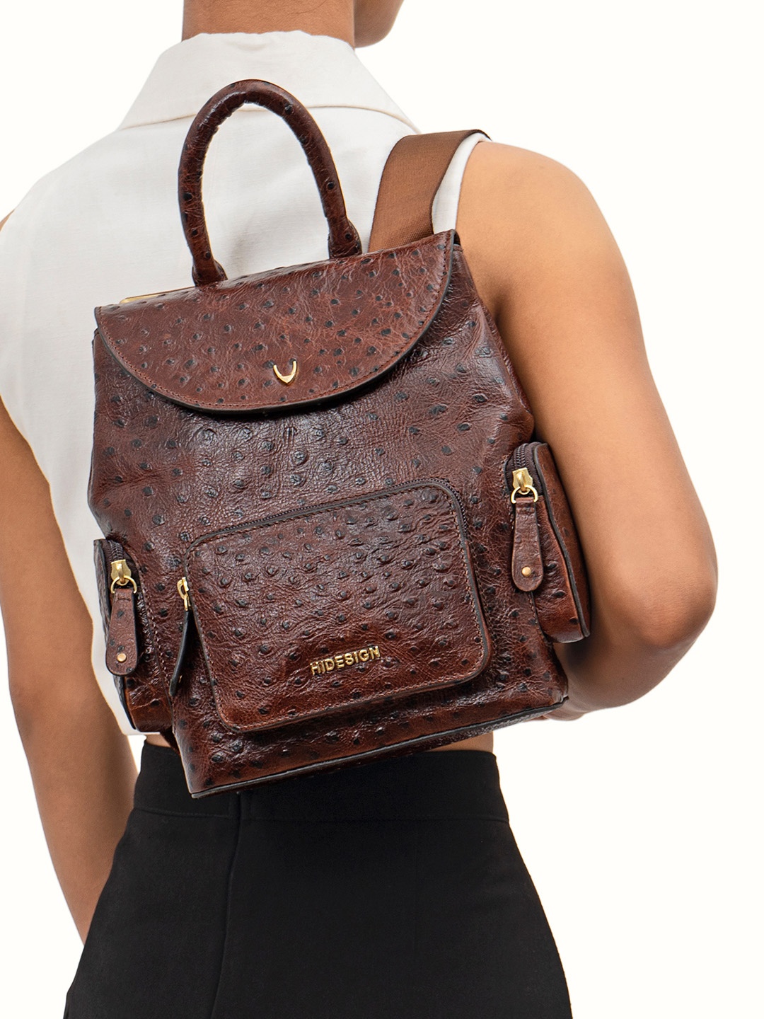 

Hidesign Gatwick-03 Leather Yoke-Style Backpack, Brown
