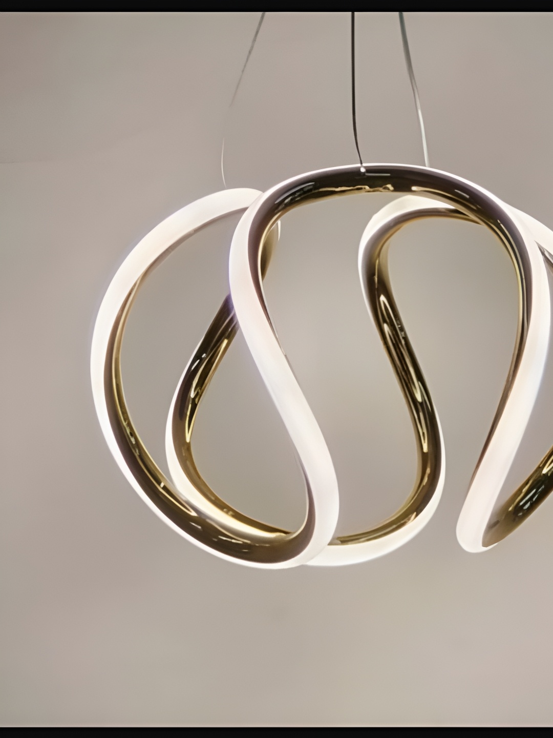 

SHRI MAHAL ANTIQUES Gold-Toned Abstract Contemporary 3 in 1 Light Metal Ceiling Lamp