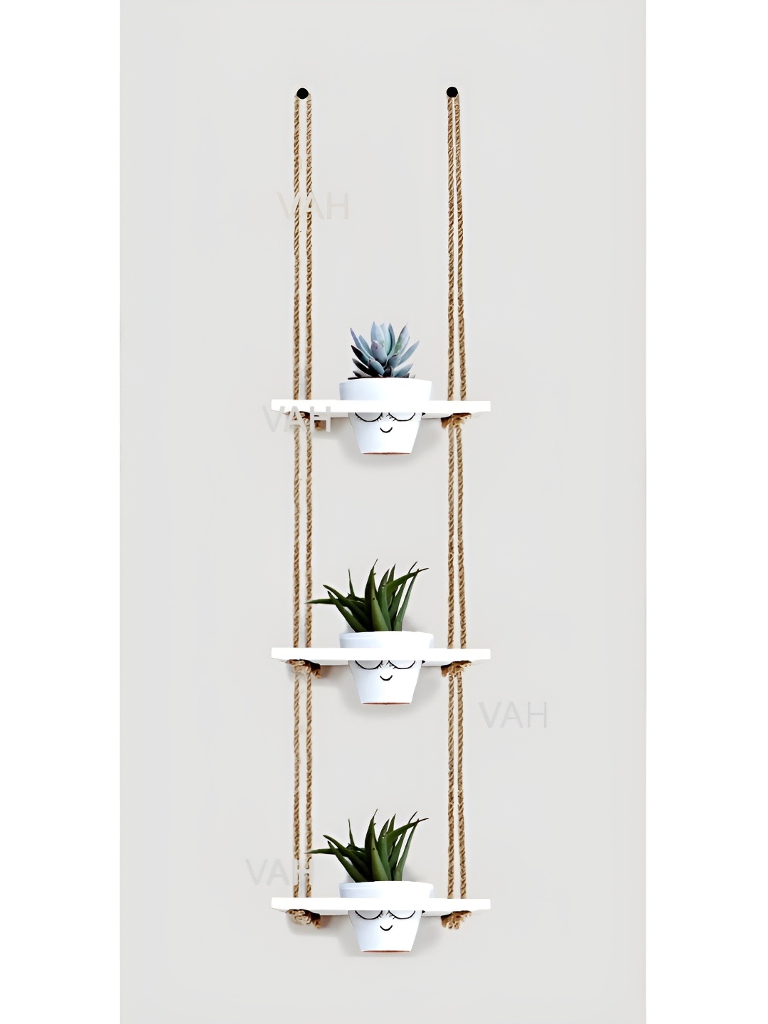

VAH Kya Bat Hai !! White & Brown 3 Pieces Flower Pot Rack with Rope