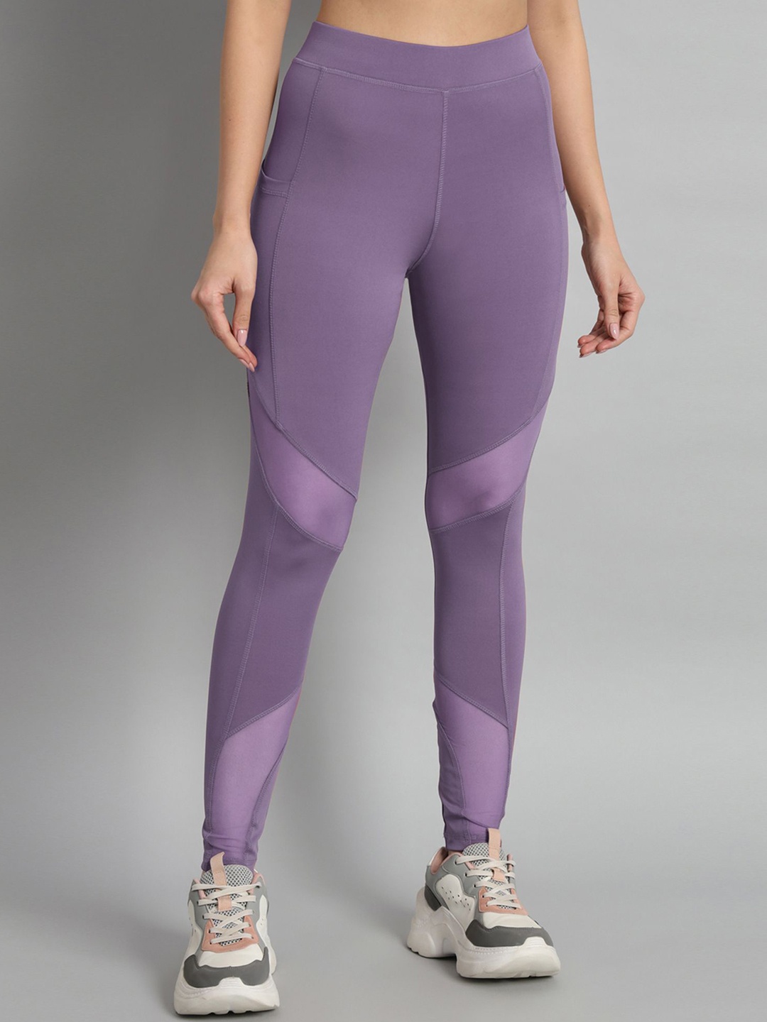 

Mehrang Women Slim-Fit Ankle-Length Gym Tights, Lavender