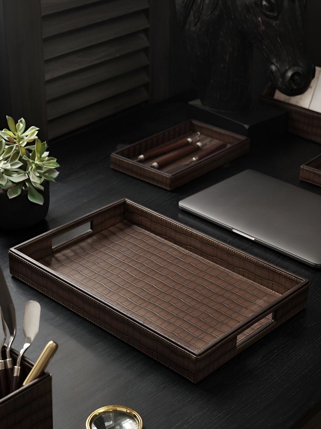 

Pure Home and Living Brown Textured Rectangle Serving Tray