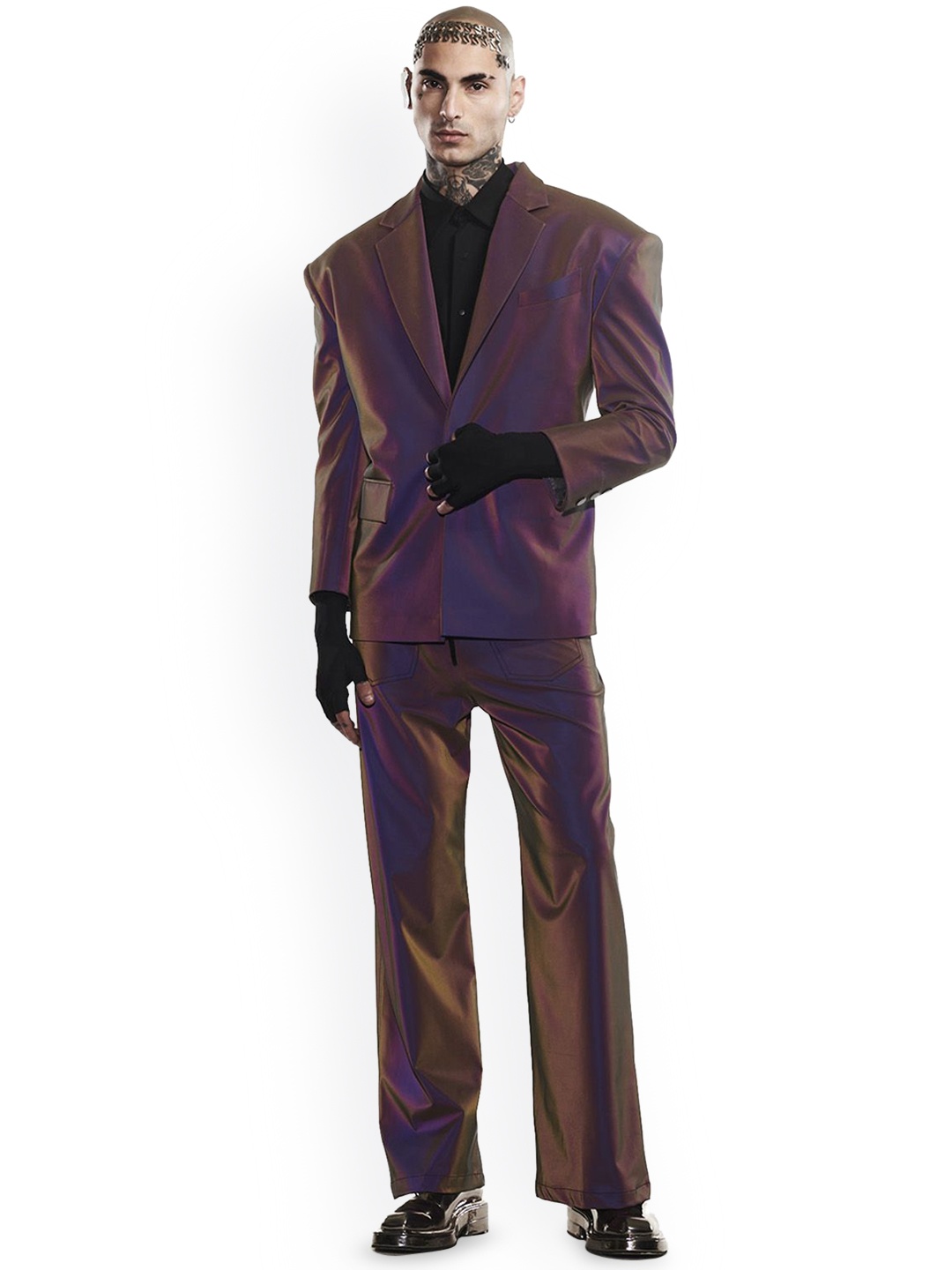 

BLONI Men Longline Biker Jacket, Brown