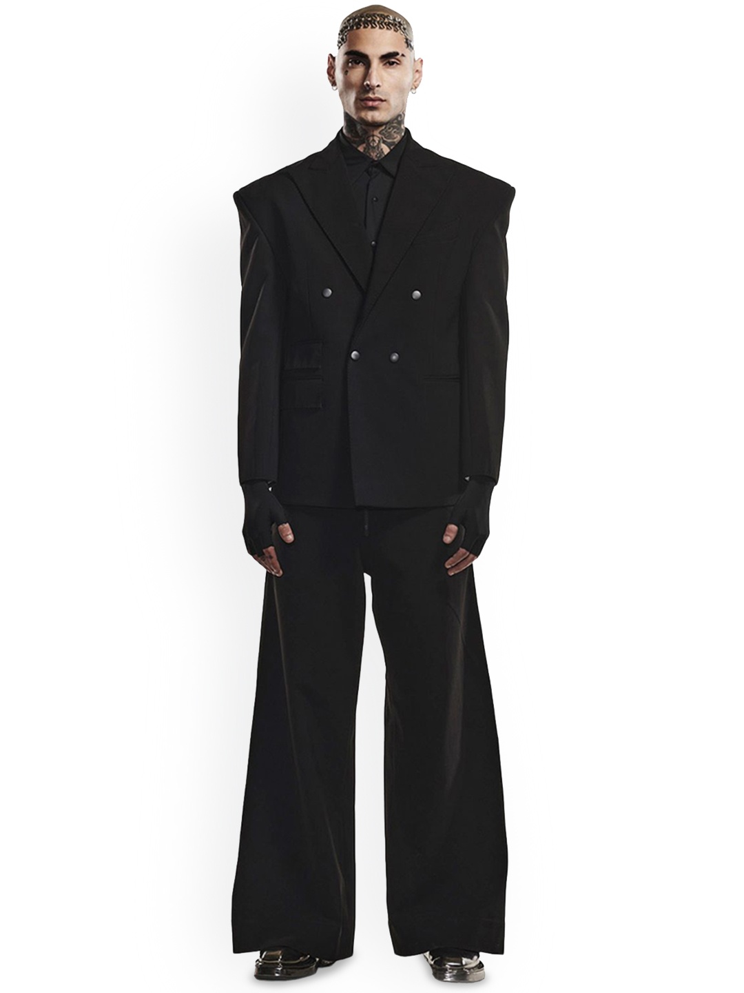 

BLONI Men Longline Tailored Jacket, Black