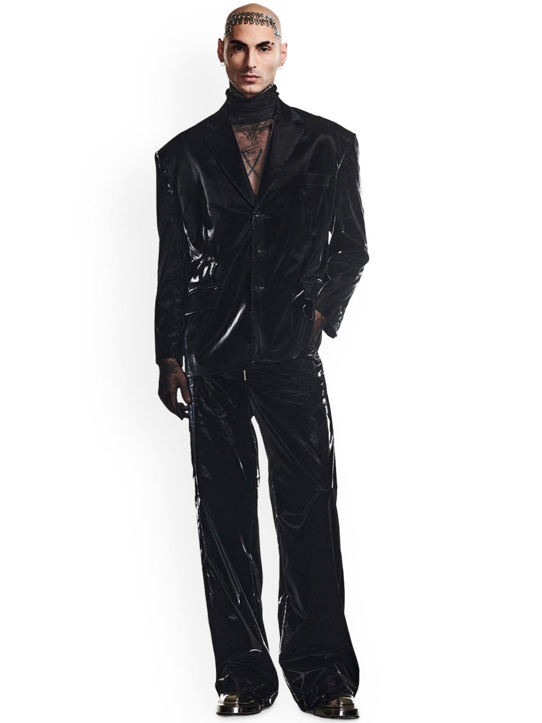 

BLONI Men Longline Biker Jacket, Black