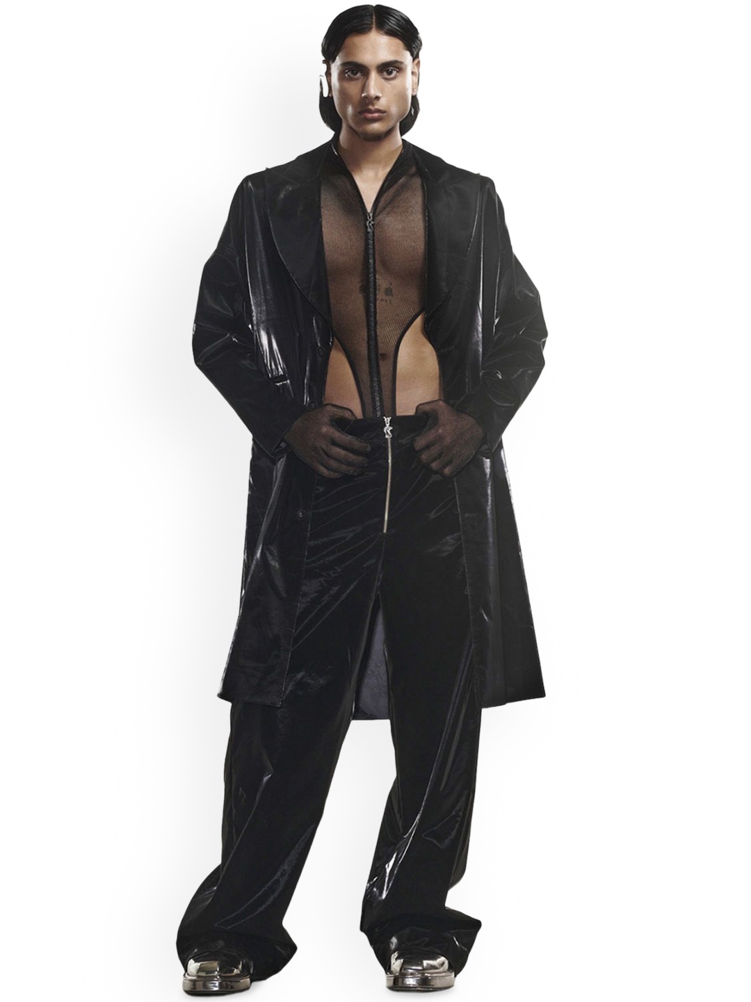 

BLONI Men Colourblocked Longline Bomber Jacket, Black