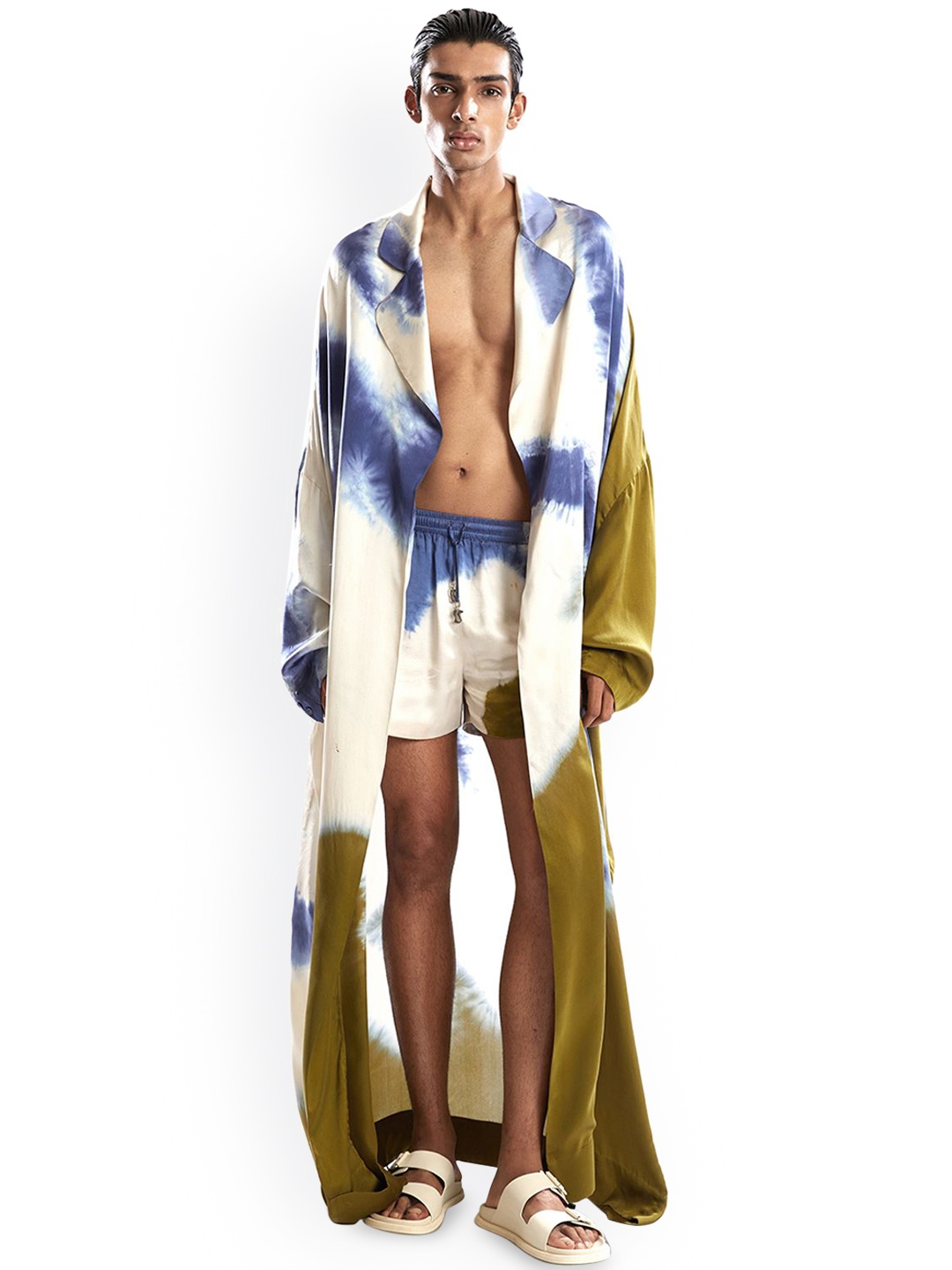 

BLONI Men Striped Crop Tailored Jacket, White