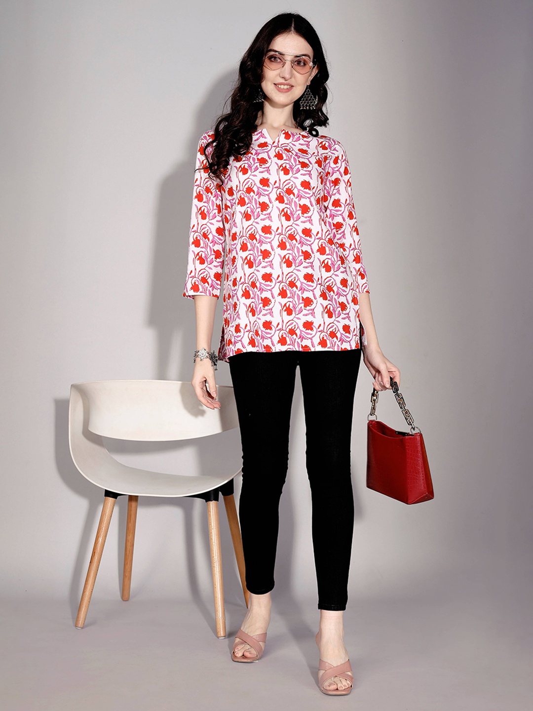 

TANU CREATIONS Women Floral Printed Kurti, Red